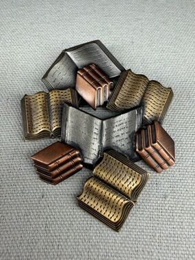 Vintage Book Brooch Pin Mixed Metal Books Bookish Jewelry Library Book club